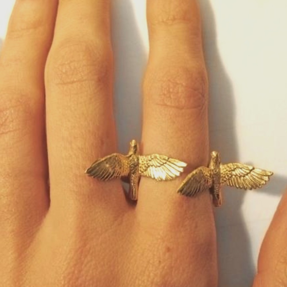 VERAMEAT TWO BIRDS ONE STONE - ADJUSTABLE BRASS RING